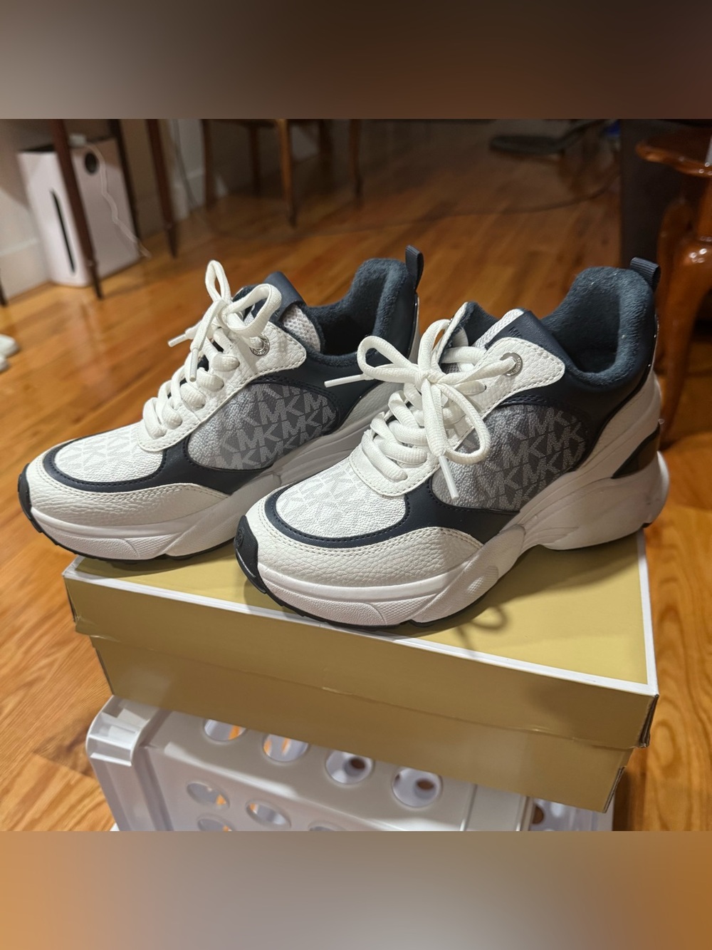 Michael Kors Katrina Wedge Trainer Ombre Sneakers Navy SZ 6